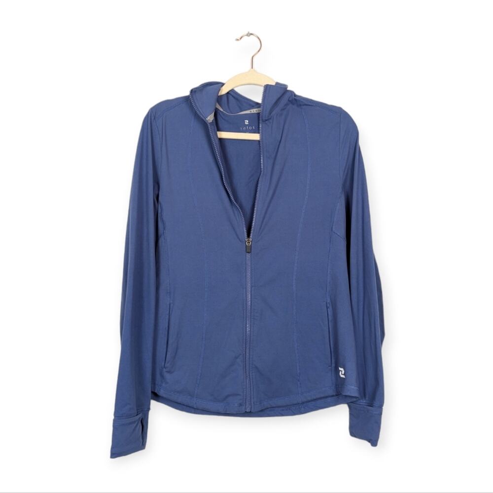 ZELOS Women's Blue Full Zip Long Sleeve Activewear Jacket